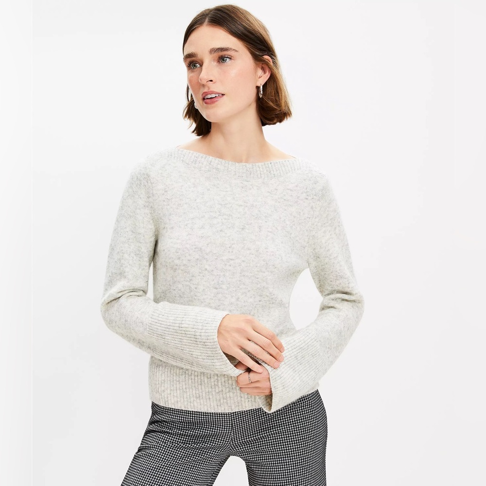 LOFT Boatneck Ribtrim Flare Sleeve Sweater MP